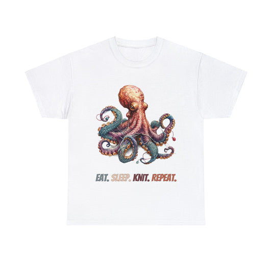 Dive into our Eat. Sleep. Knit. Repeat. Octo - Knit T-Shirt - Gnarly Ninja Printables