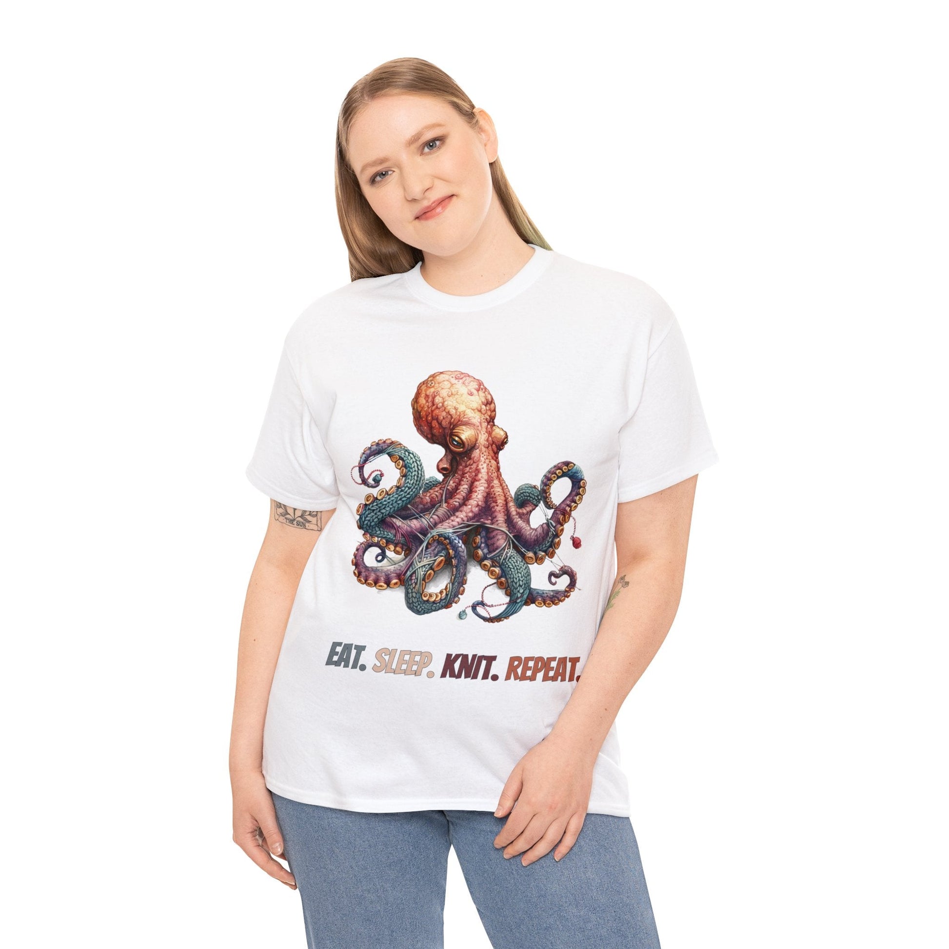Dive into our Eat. Sleep. Knit. Repeat. Octo - Knit T-Shirt - Gnarly Ninja Printables