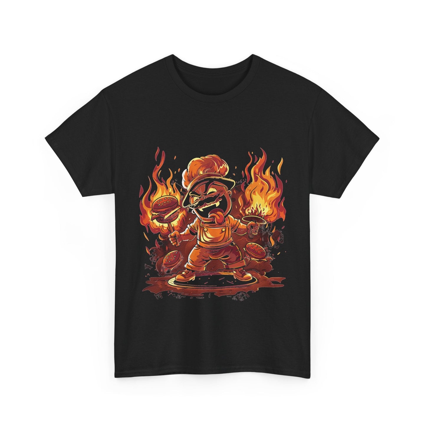Grill Master – Flaming Burger T-Shirt - Gnarly Ninja Printables