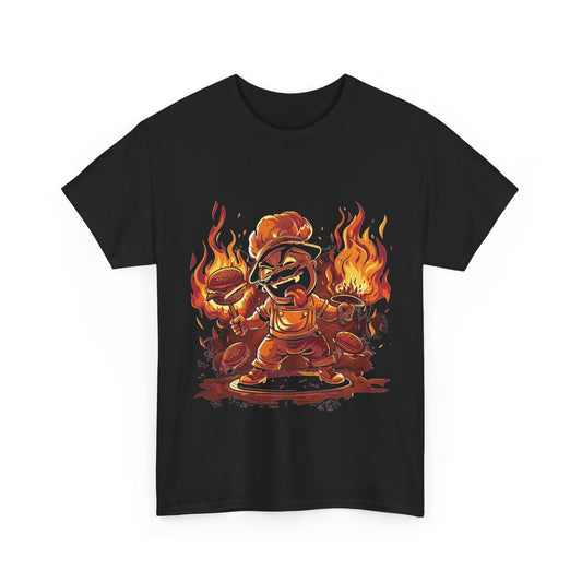 Grill Master – Flaming Burger T-Shirt - Gnarly Ninja Printables